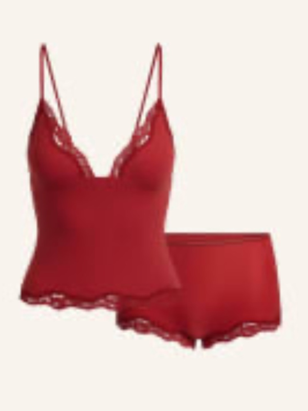 NWT SKIMS Cotton Lace Cami & Boyshort Set in Brick XS - Picture 3 of 5